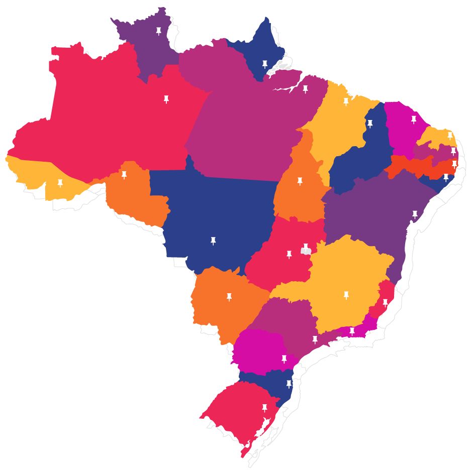 Mapa do Brasil — presença Sense em 20 capitais